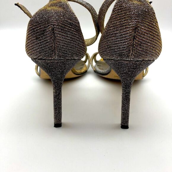 Manolo Blahnik Dixie Metallic T-Strap  Heels Sandals Size 35,5 Made in Italy - Picture 7 of 14